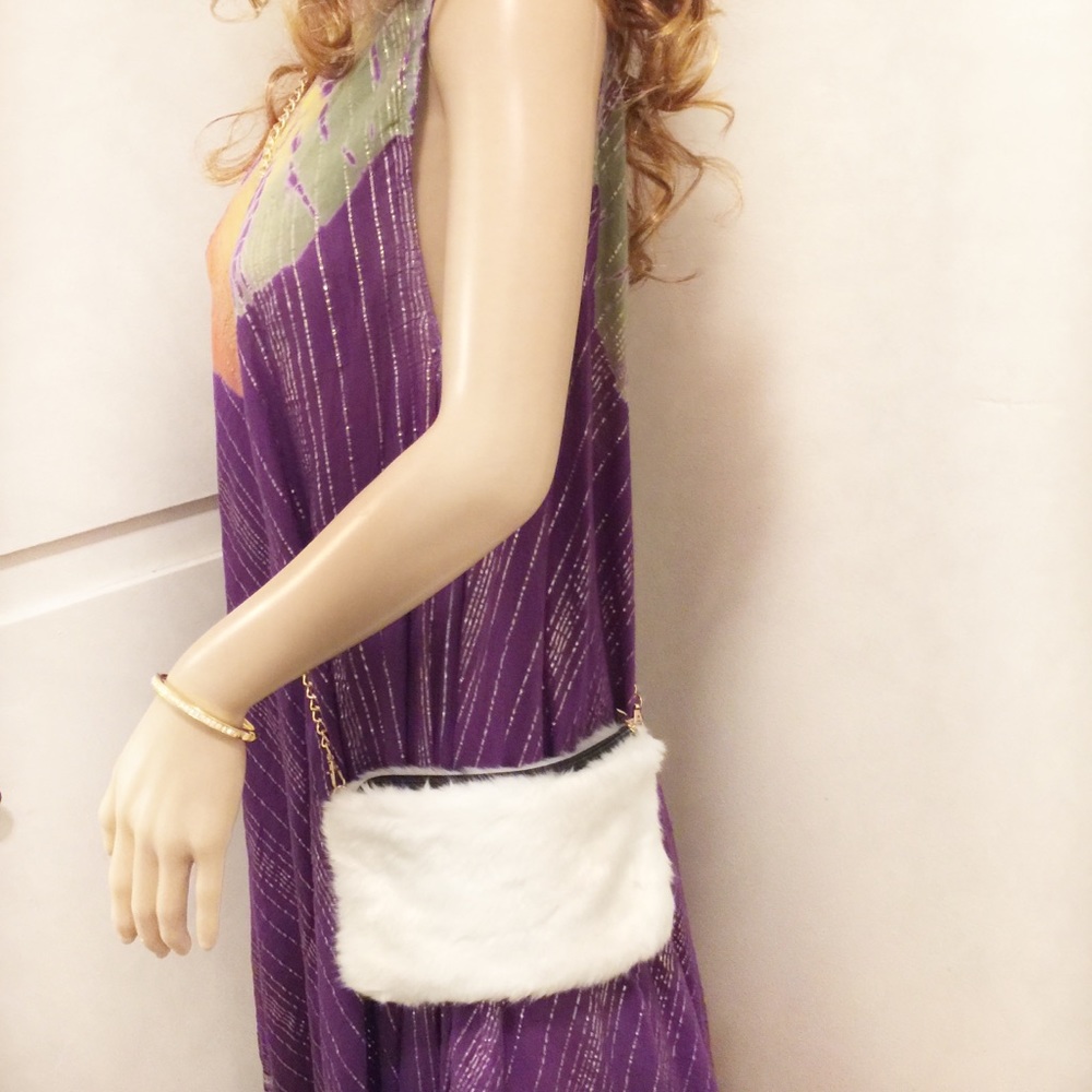 White Faux Fur Crossbody Bag - Picture 8 of 8